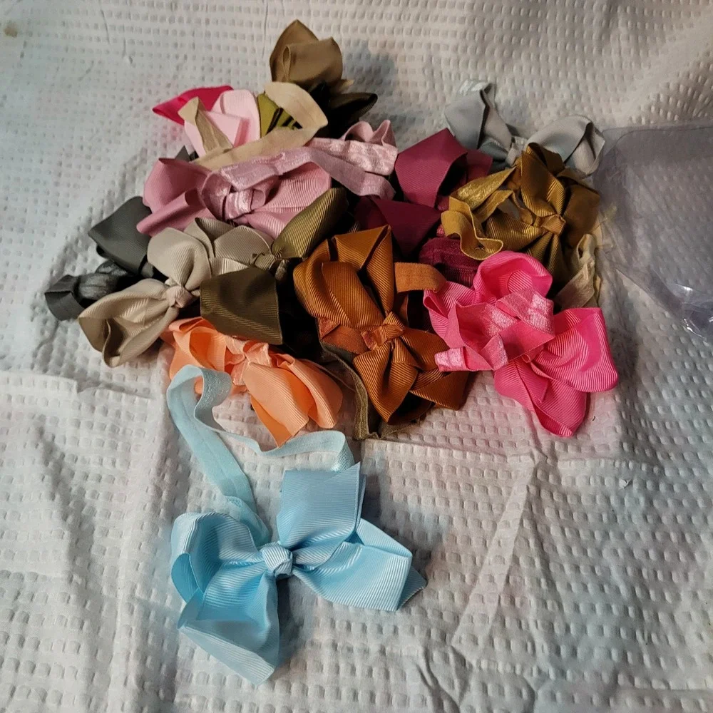Jollybows 23pc Baby Girl Headband Set Grosgrain Ribbon Bows Multi Color NEW‎